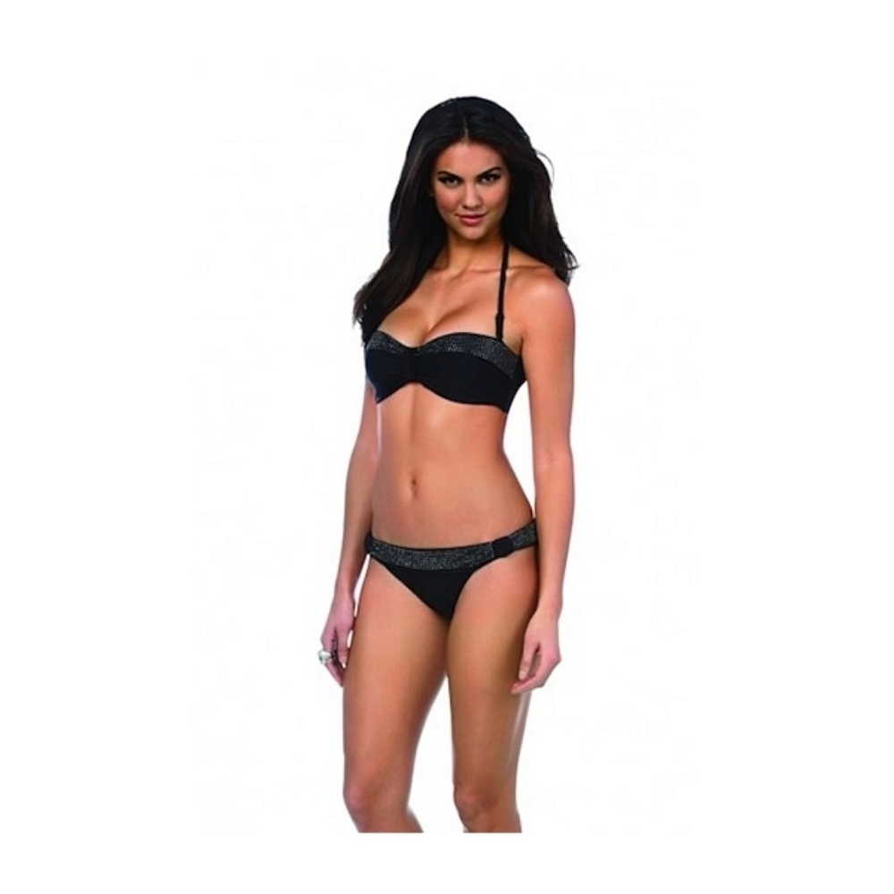 Kardashian Kollection Black Bikini with Rhinestone Trim